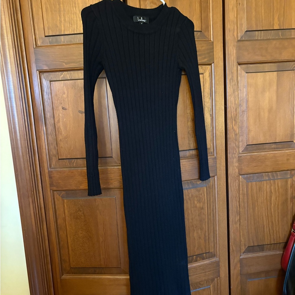 Lulus Black Ribbed Maxi Dress